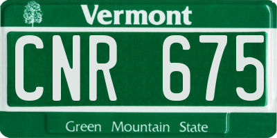 VT license plate CNR675