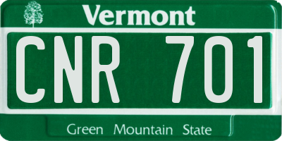 VT license plate CNR701