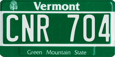 VT license plate CNR704