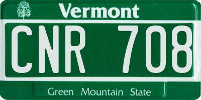 VT license plate CNR708