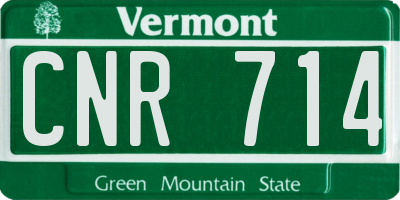 VT license plate CNR714