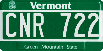 VT license plate CNR722