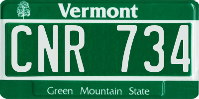 VT license plate CNR734