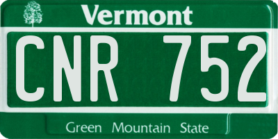VT license plate CNR752