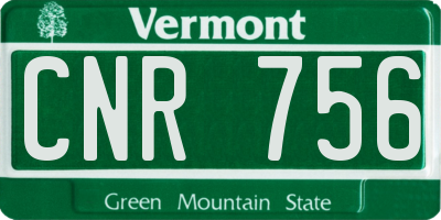 VT license plate CNR756
