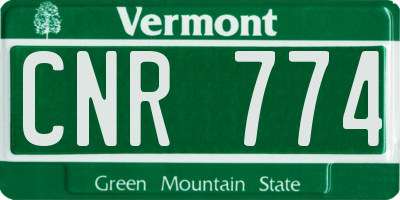 VT license plate CNR774