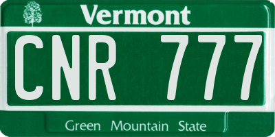VT license plate CNR777