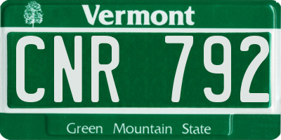 VT license plate CNR792