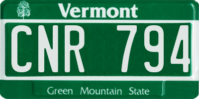 VT license plate CNR794