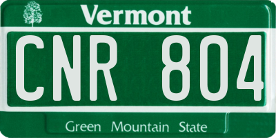 VT license plate CNR804