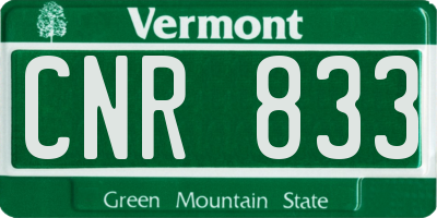VT license plate CNR833