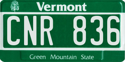 VT license plate CNR836