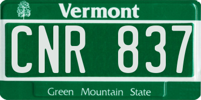 VT license plate CNR837