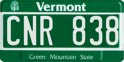 VT license plate CNR838