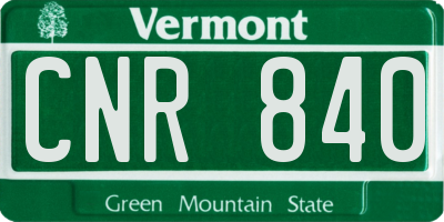 VT license plate CNR840