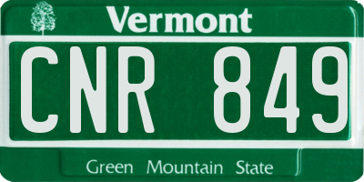 VT license plate CNR849