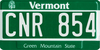 VT license plate CNR854