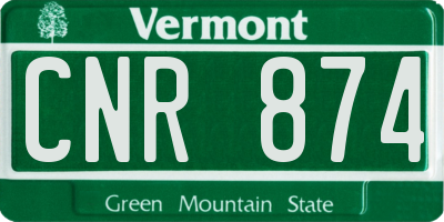 VT license plate CNR874