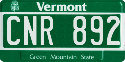 VT license plate CNR892