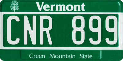 VT license plate CNR899