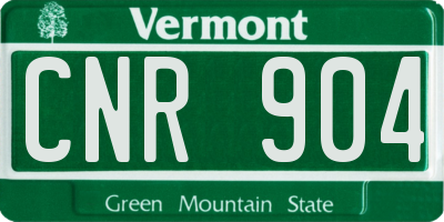 VT license plate CNR904