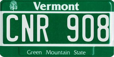 VT license plate CNR908