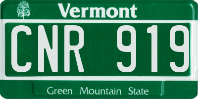 VT license plate CNR919