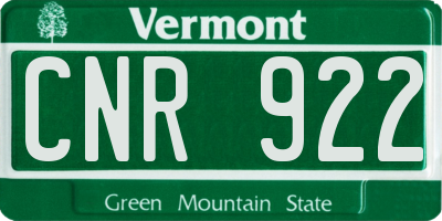 VT license plate CNR922