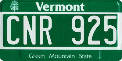 VT license plate CNR925