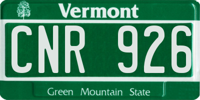 VT license plate CNR926