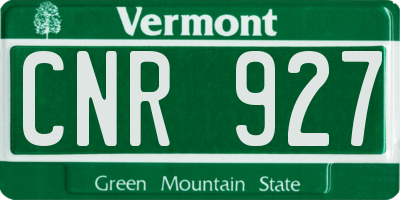VT license plate CNR927