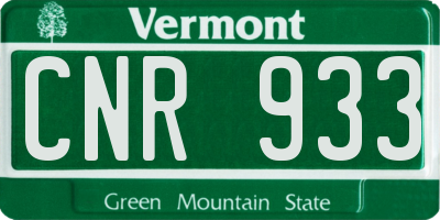 VT license plate CNR933