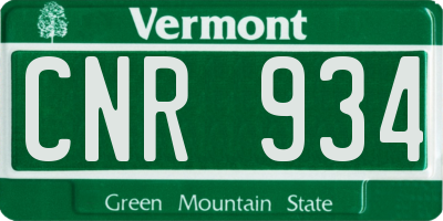 VT license plate CNR934