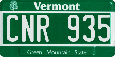 VT license plate CNR935