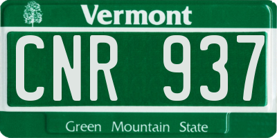 VT license plate CNR937