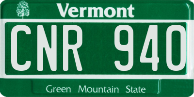 VT license plate CNR940