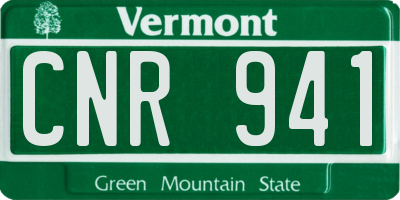 VT license plate CNR941