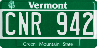 VT license plate CNR942