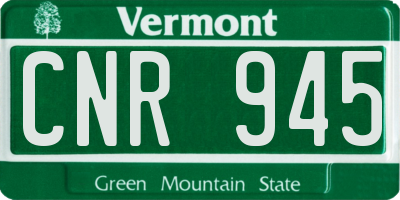 VT license plate CNR945
