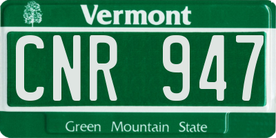 VT license plate CNR947