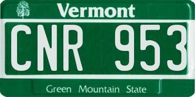 VT license plate CNR953