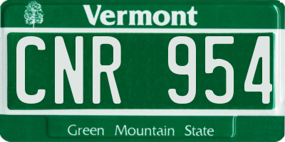 VT license plate CNR954