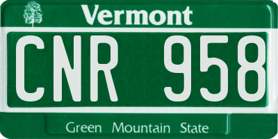 VT license plate CNR958