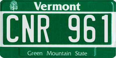 VT license plate CNR961