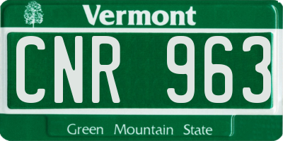 VT license plate CNR963