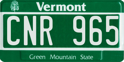 VT license plate CNR965