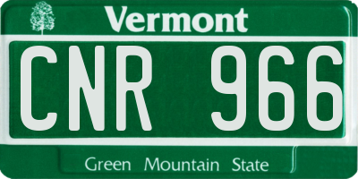 VT license plate CNR966