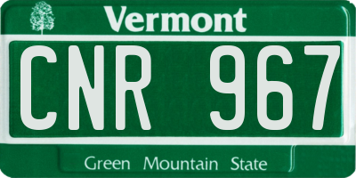 VT license plate CNR967