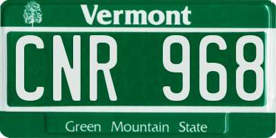 VT license plate CNR968