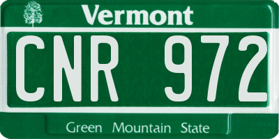 VT license plate CNR972